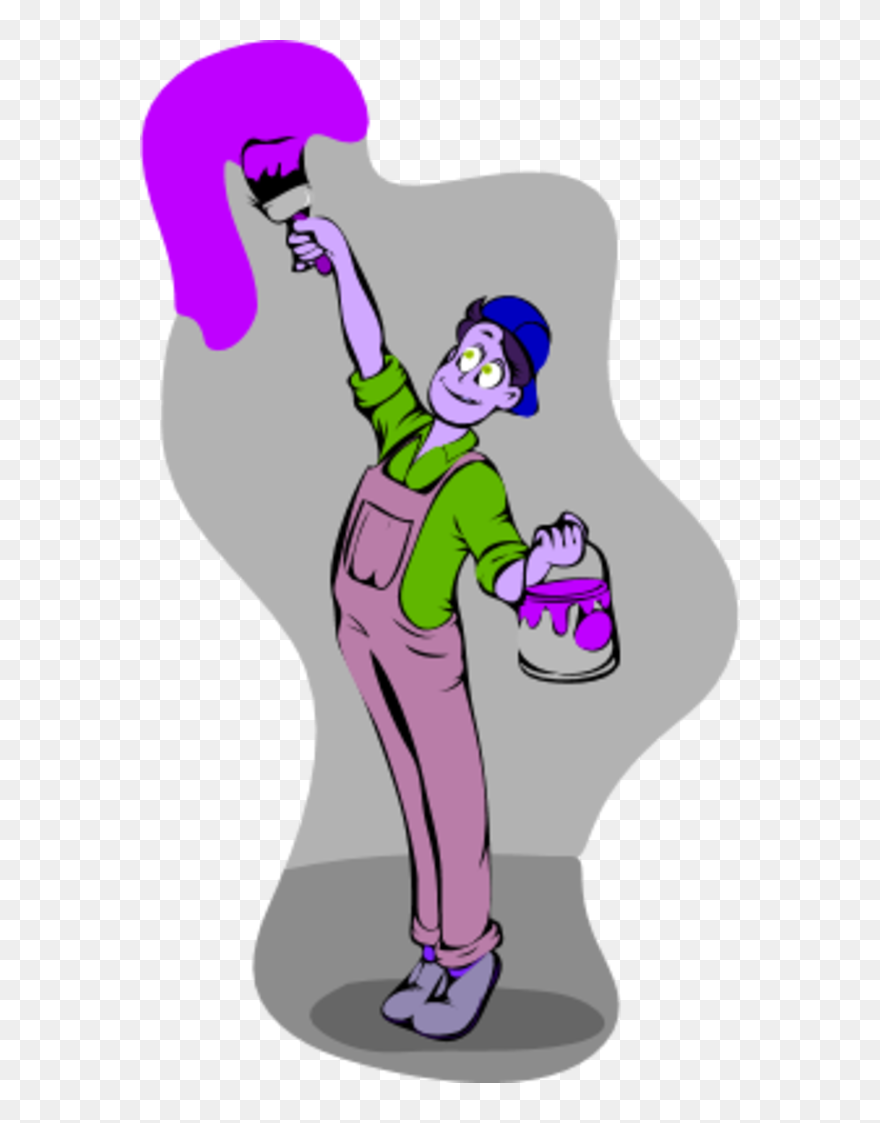Man Painting The Holding A Bucket And A Paintbrush - Painter Clip Art Transparent - Png Download