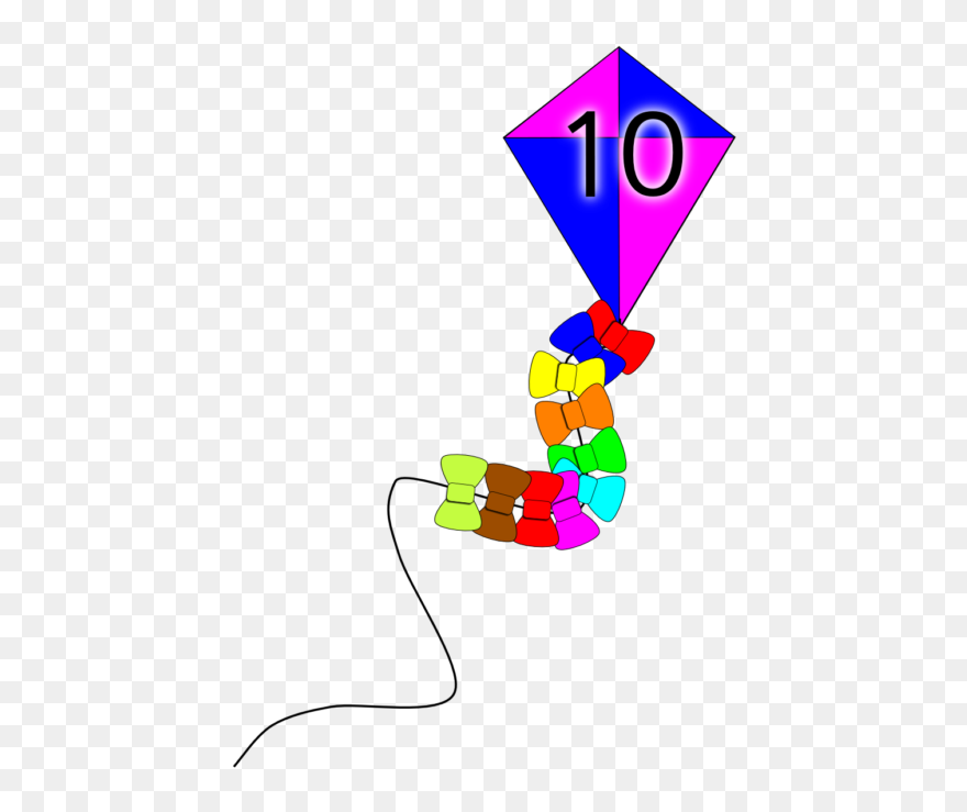 Number Kites With Bows - Graphic Design Clipart