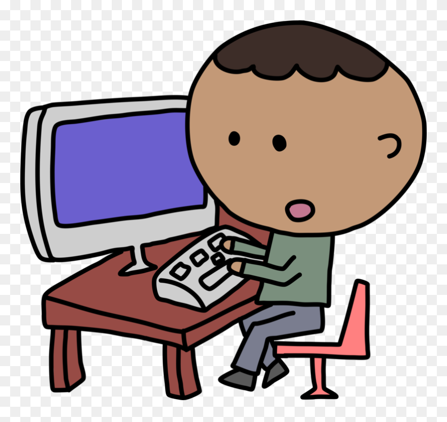African Man And Computer - Kid On Computer Clipart - Png Download