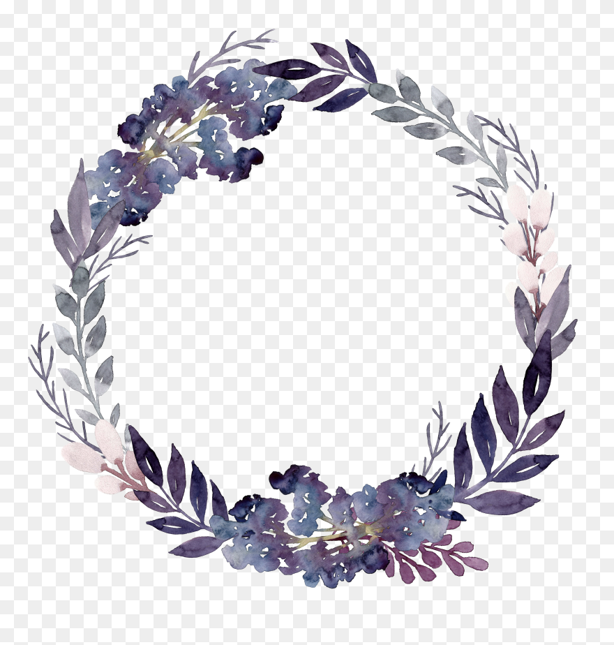 Flower Wreath Leaf Purple - Transparent Background Purple Flower Wreath Clipart