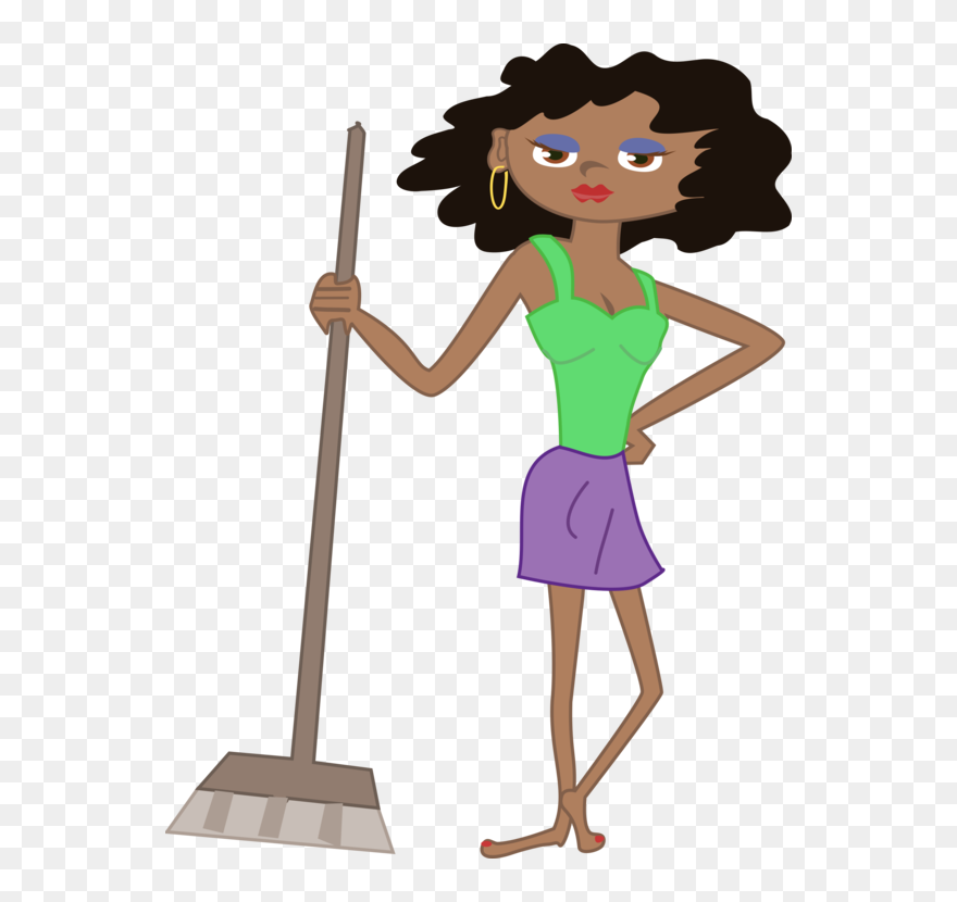Standing,human Behavior,art - African Girl Sweeping Clipart - Png Download