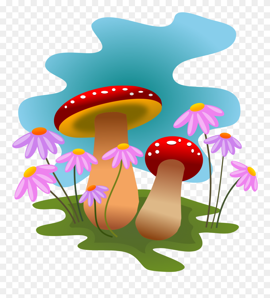 Mushrooms And Flowers Clipart Clip Art Everyday - Clipart Mushroom - Png Download
