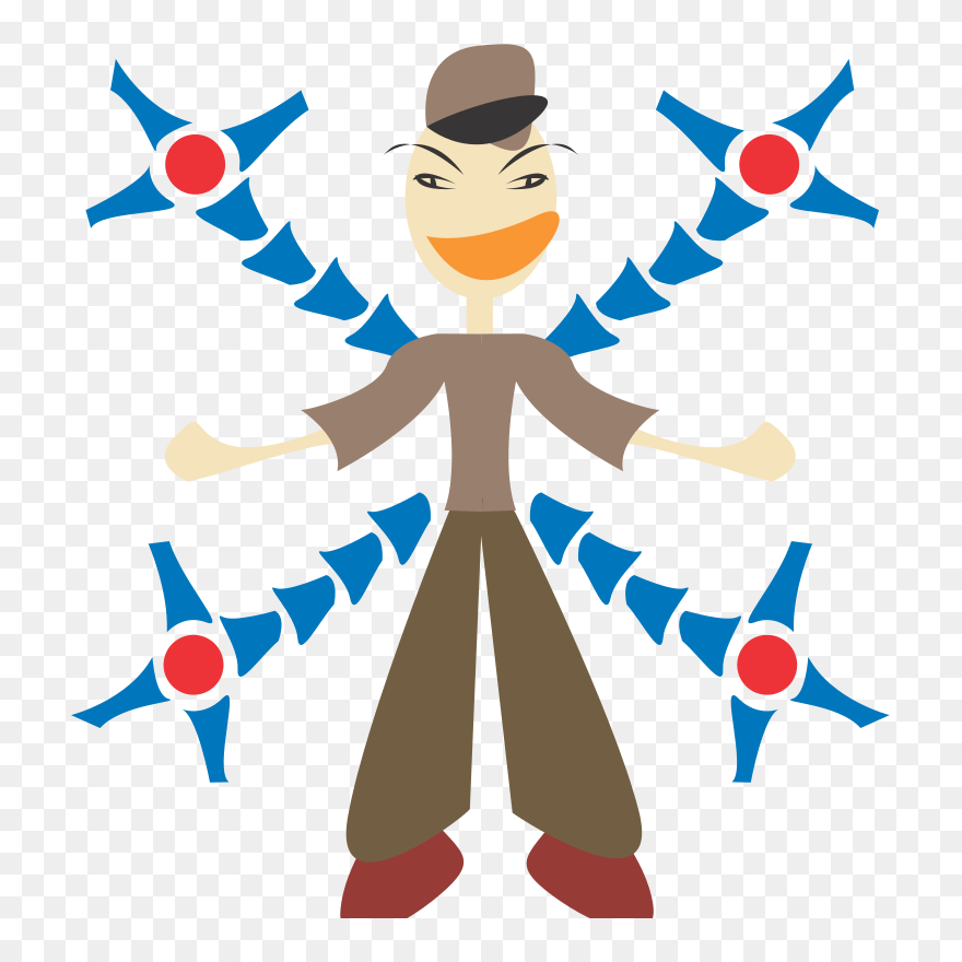 Man With Mechanic Arms - Clip Art - Png Download