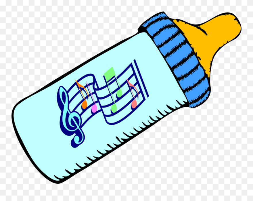 Baby Bottle And Music - Transparent Background Baby Bottle Clipart - Png Download
