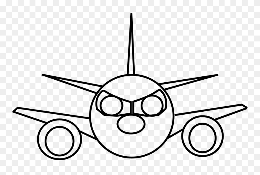 Aircraft Clipart Front Airplane - Draw A Plane From The Front - Png Download