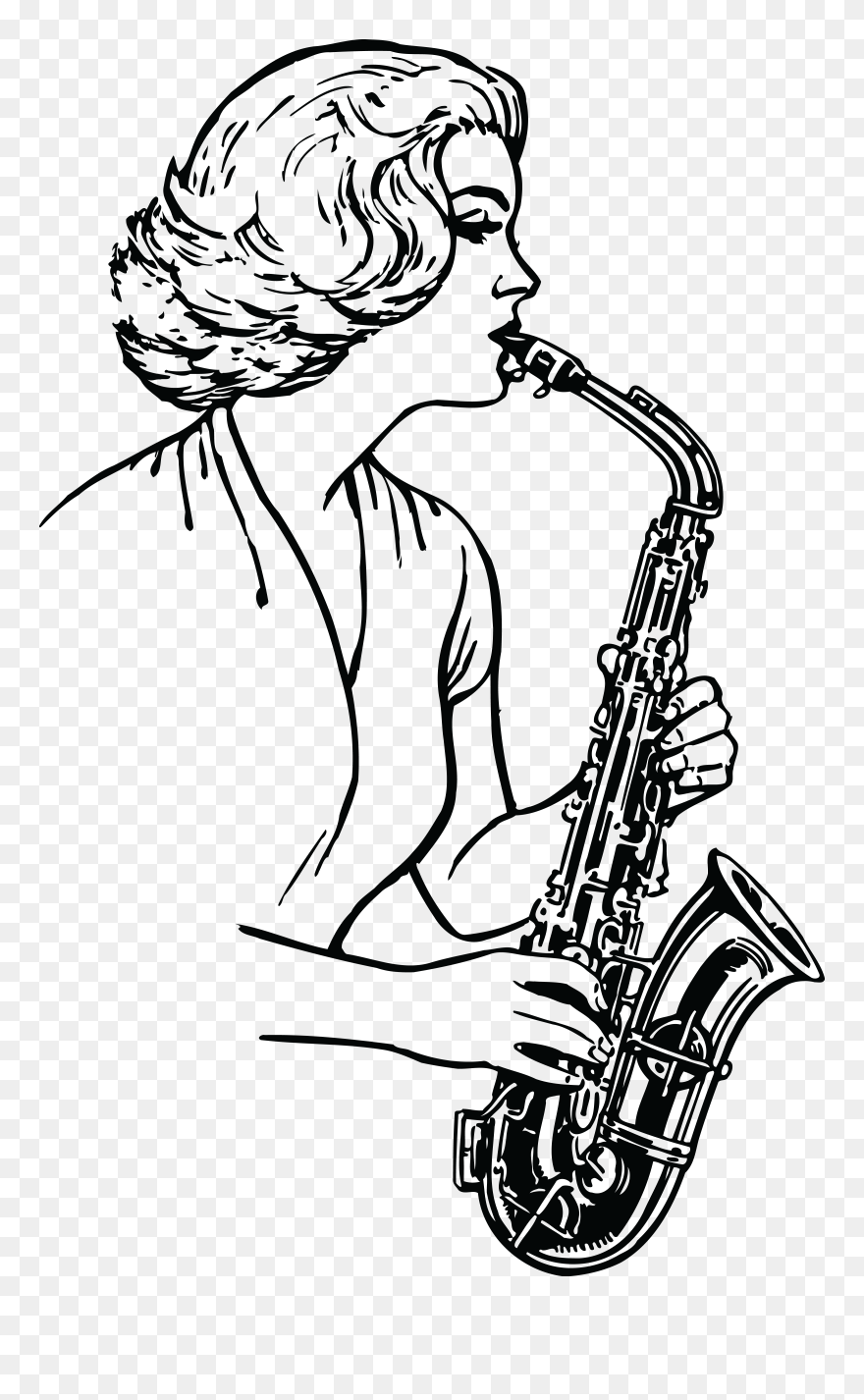 Instrument Clipart Tenor Saxophone - Playing Saxophone Clipart Black And White - Png Download