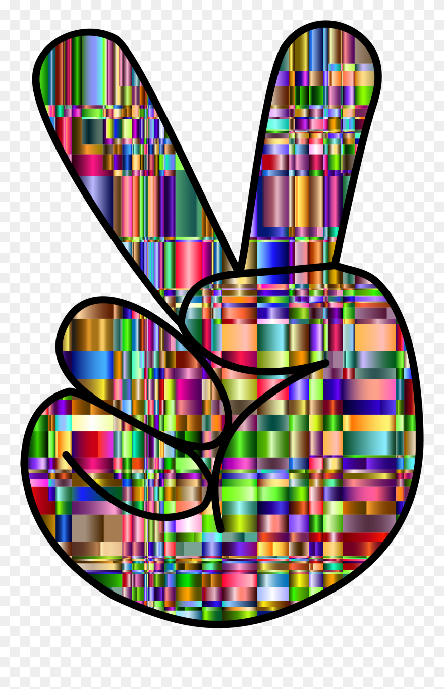 Hand Sign Peace Colorful Clipart