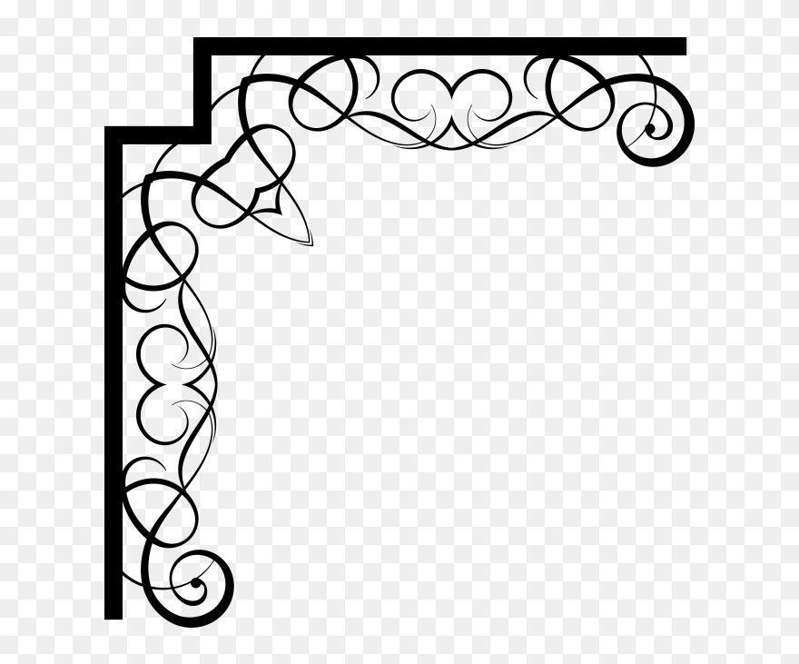 Ornamental Vintage Corner - Line Art Clipart