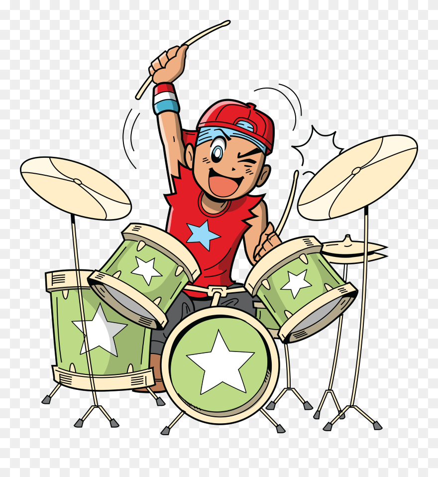 Spring Break Anime - Playing Drums Clipart - Png Download