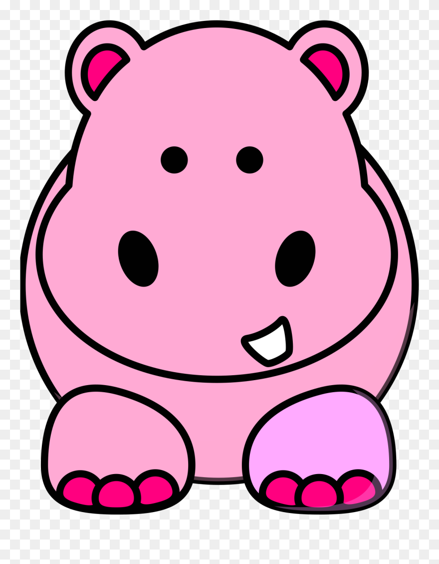 Hippo Clipart Black And White - Png Download