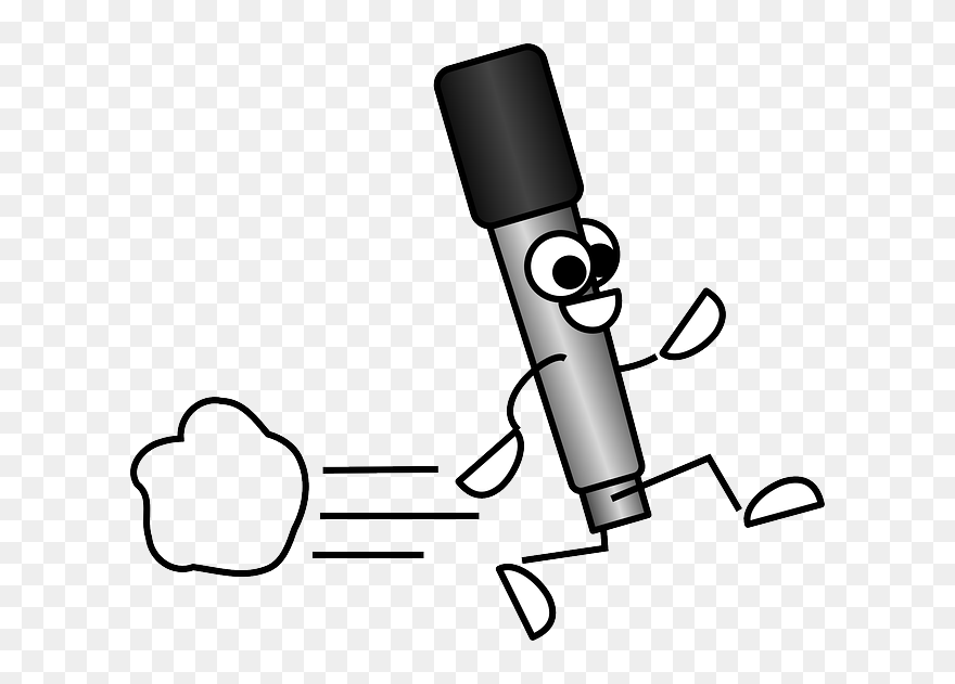 Microphone, Sound, Running, Speed, Comic, Funny - Running Microphone Clipart