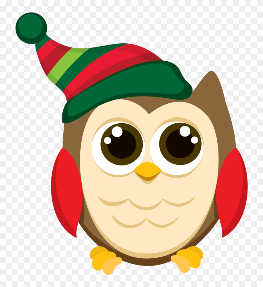 Transparent December Clip Art - Christmas Owl Clipart - Png Download