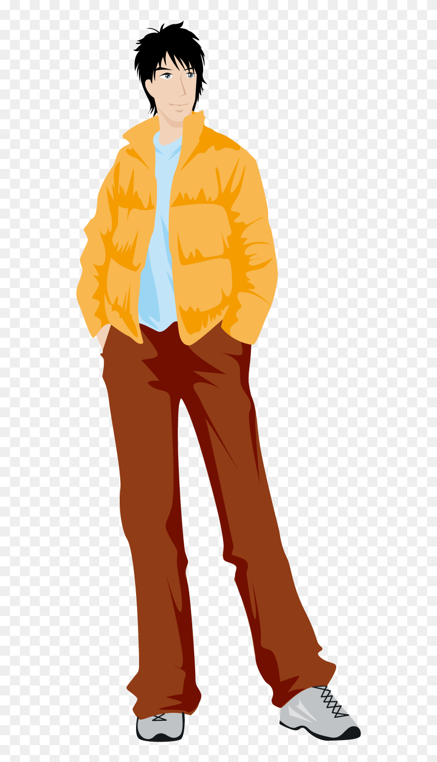 Wearing A Jacket Of Handsome Guy Png Download - Cartoon Men Wearing Jacket Clipart