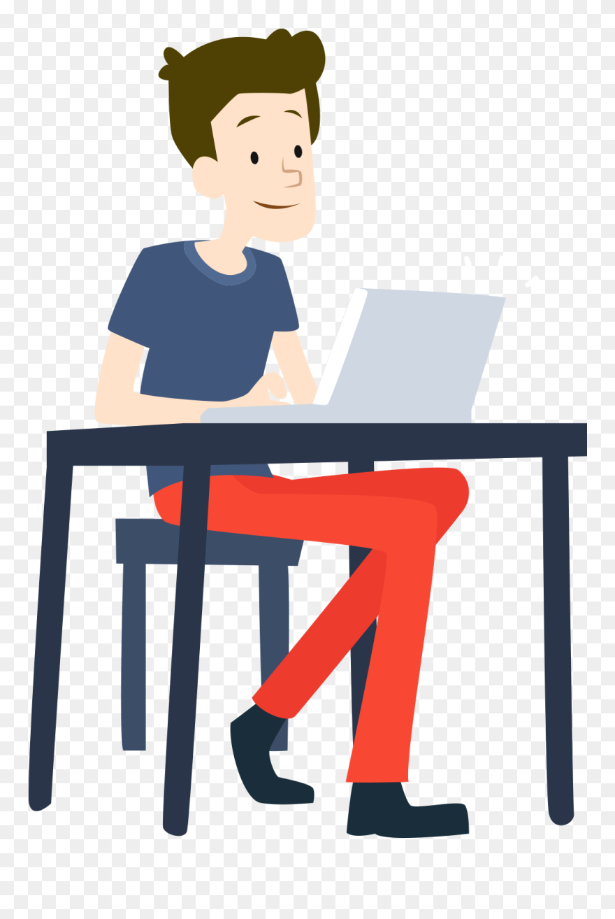 Young People Clipart - Man On Laptop Cartoon - Png Download