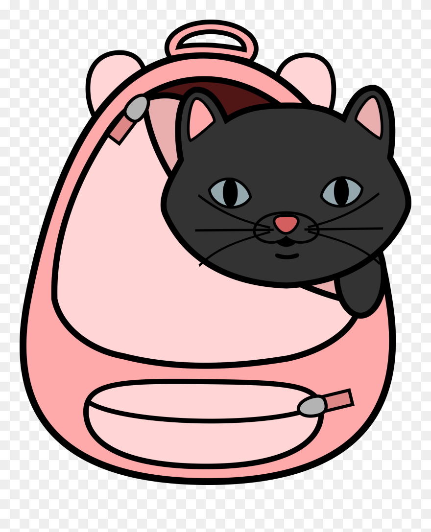 Cat Question Clipart Clip Art Transparent Clipart - Cat In Bag Cartoon - Png Download