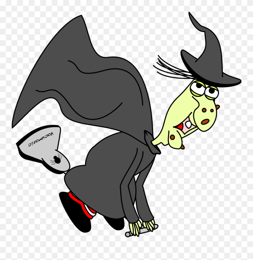 Witch On Vacuum Cleaner Svg Clip Arts - Witch Riding A Vacuum Cleaner - Png Download