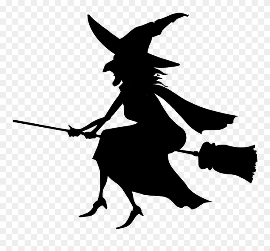 Halloween Witch Clipart Black And White Vector Freeuse - Png Download