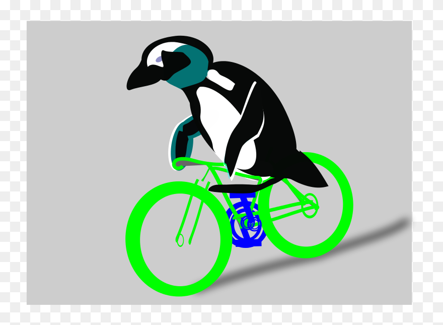 Cycling Penguin - Cartoon Clipart