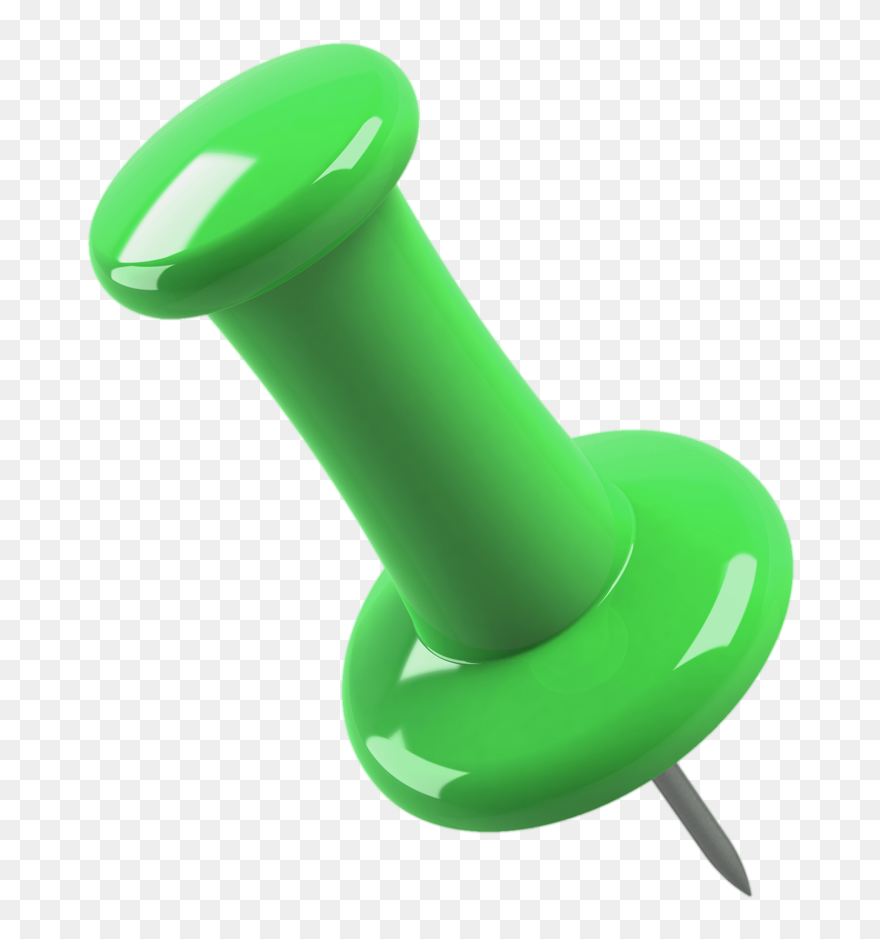 Paper Drawing Pin Clip Art - Green Push Pin Vector - Png Download