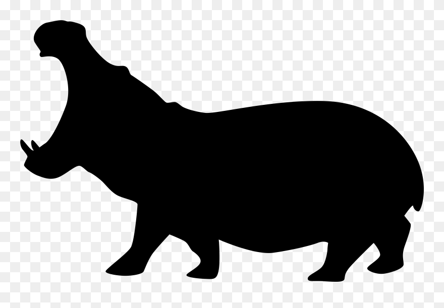 Rhinos Drawing Hippo - Hippo Silhouette Clip Art - Png Download