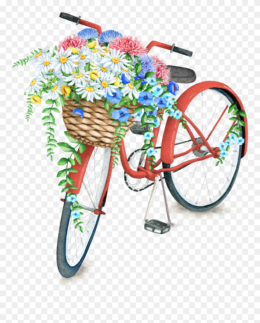Bicycle With Flower Basket Clipart