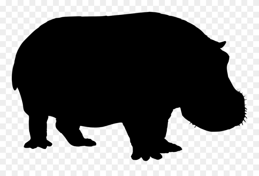 Hippopotamus Rhinoceros Clip Art - Hippo Clip Art Black - Png Download