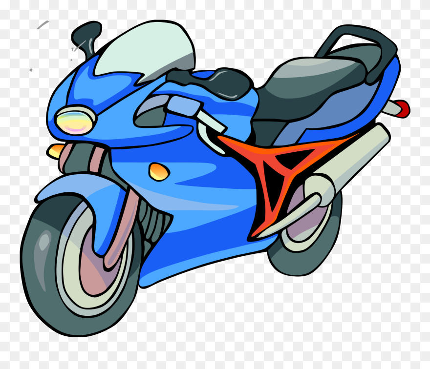 Blue, Outline, Drawing, Car, Police, Cartoon, Bikes - Clip Art Motorcycle - Png Download