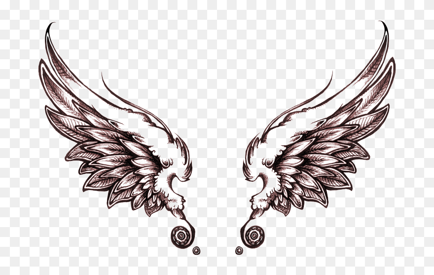 Wings Tattoos Clipart Transparent Background - Angel Wings Tattoo Design - Png Download