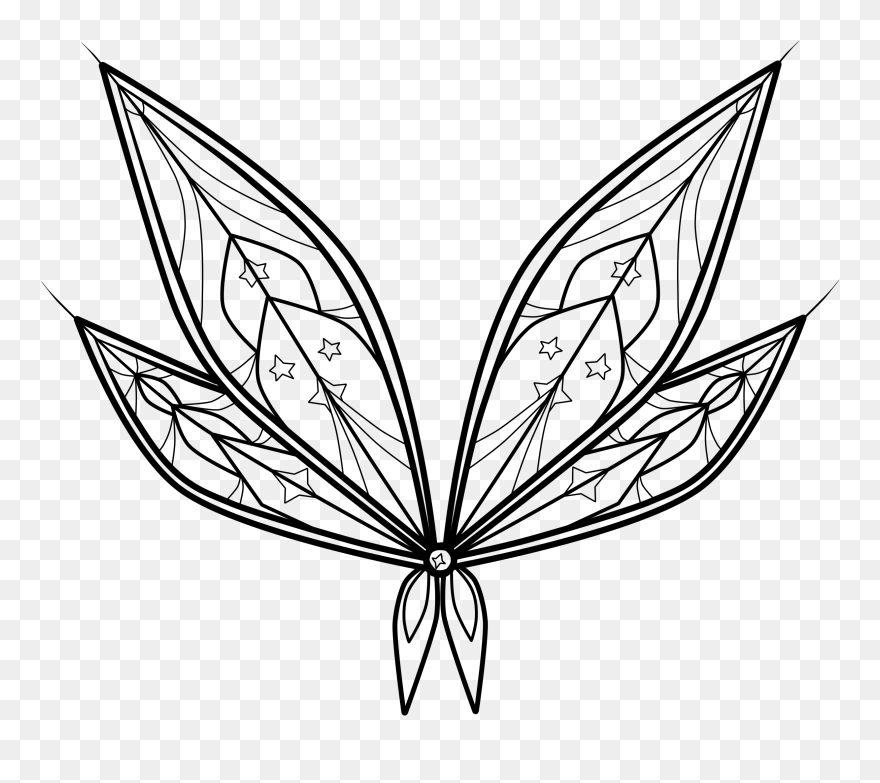Transparent Angel Wings Vector Png - Fairy Wing Line Art Clipart