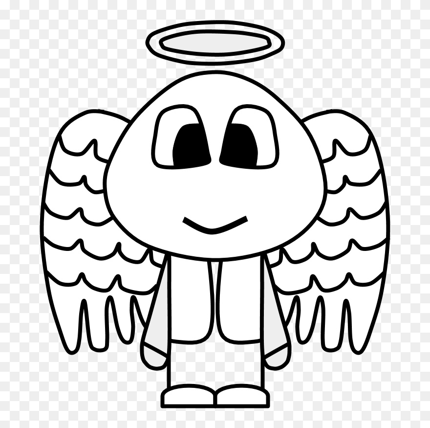 Angel, Halo, Wings, Big Eyes, Cartoon Person, Black - Angel Halo On A Person Clipart