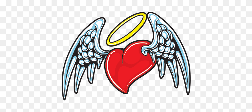 Heart With Angel Wings - Angel And Devil Hearts Clipart