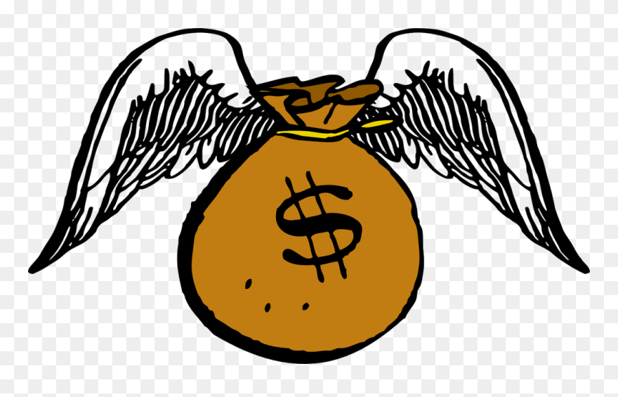 Money Bag With Wings - Money Flying Away Clipart - Png Download