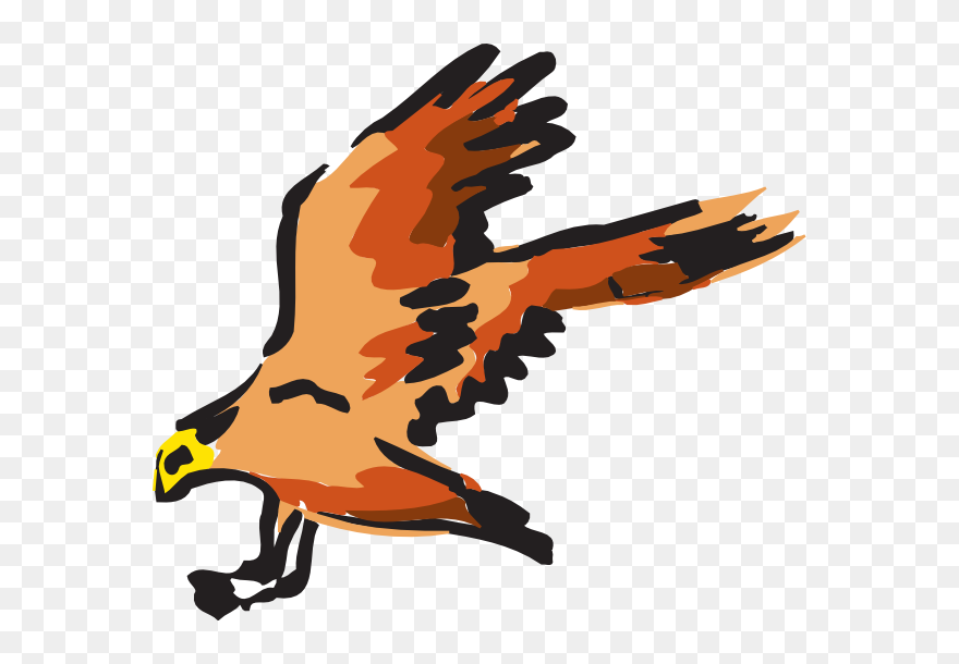 Orange And Red Bird Flying Clip Art At Clker - Flying Hawk Clipart Png Transparent Png