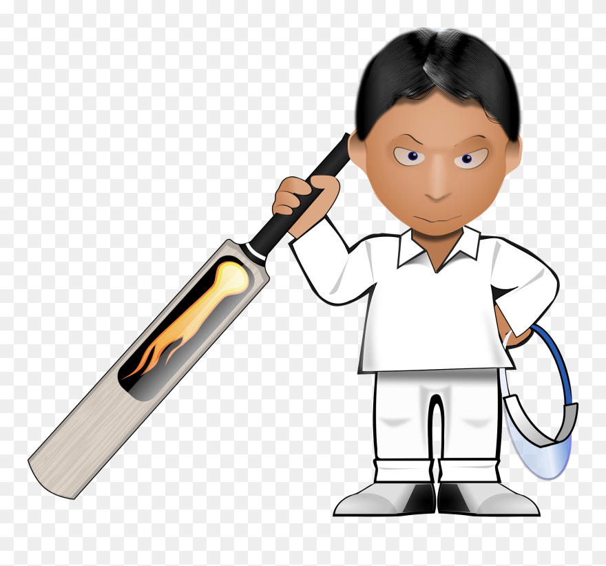 Cricket Cartoon Clip Art At Clker - Guy With Cricket Bat - Png Download