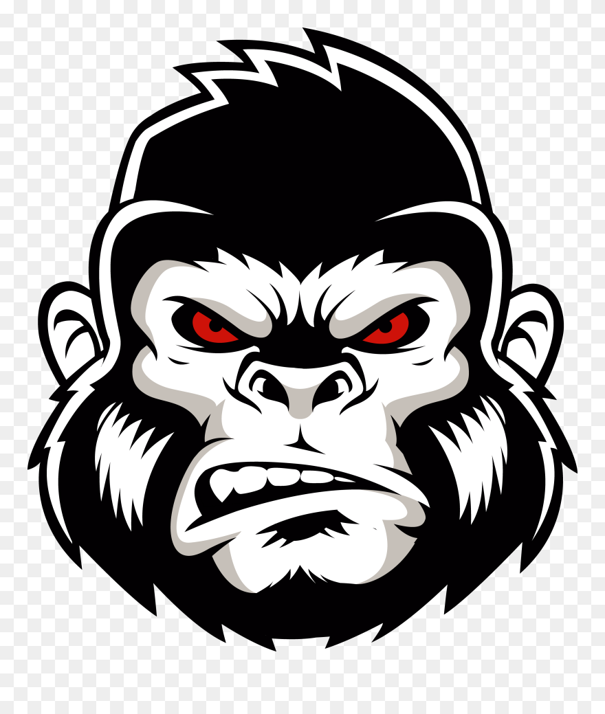 Gorilla Head Drawing - Gorilla Logo Png Clipart