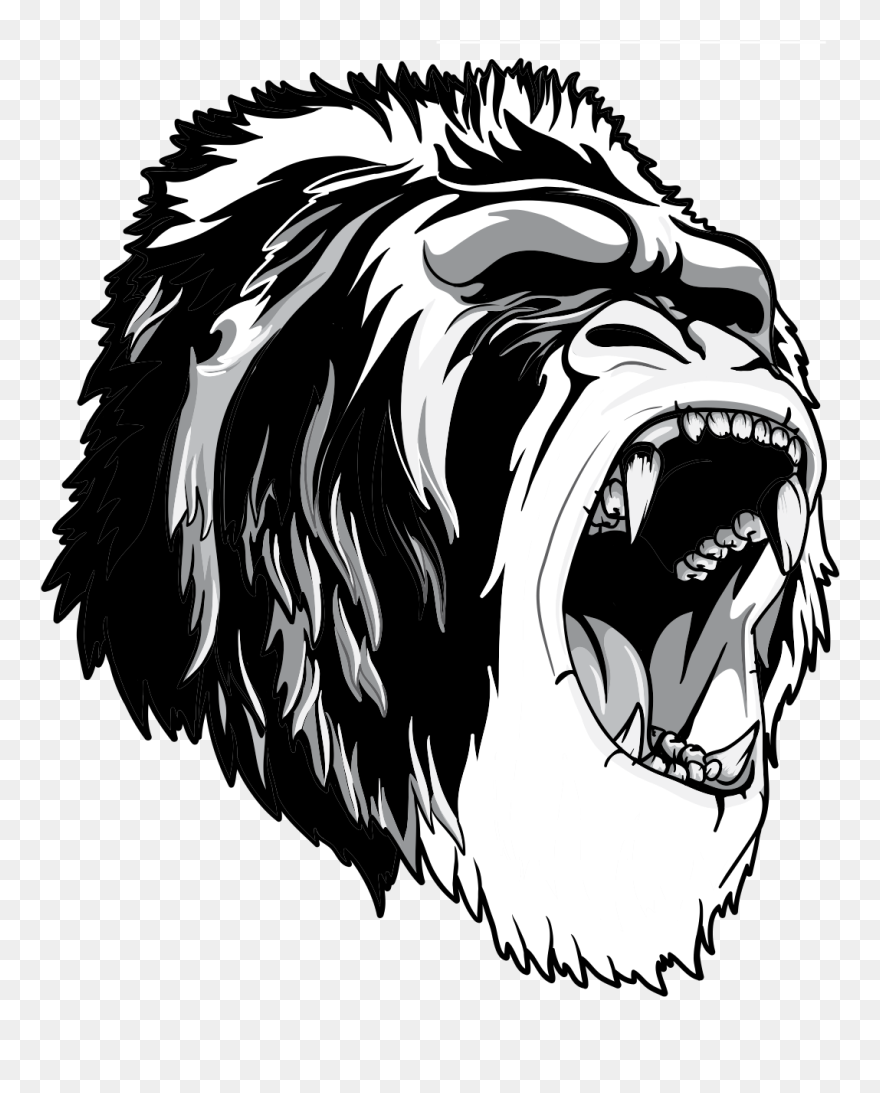 Ape Clipart Roaring - Gorilla Drawing Transparent - Png Download