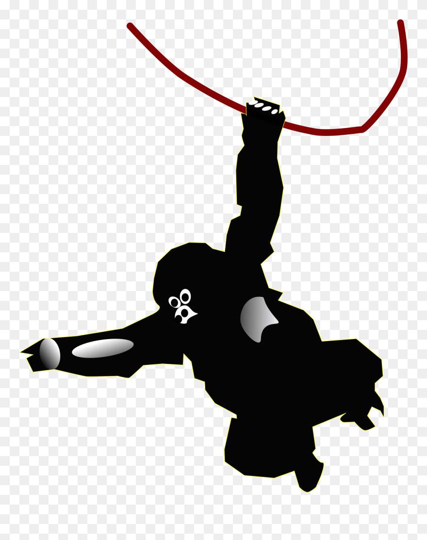 Mountain Gorilla Drinking Cards Monkey Clip Art - Cartoon Gorilla Swinging On Vine - Png Download