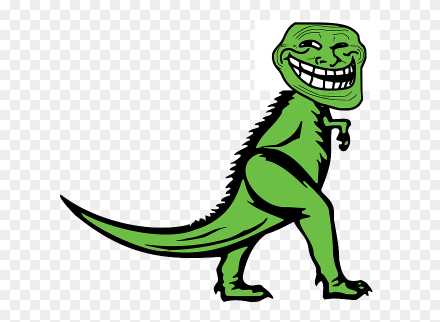 Dino, Dinosaur, Mozilla, Troll, Green, Reptile, Goblin - Troll Face T Rex Clipart