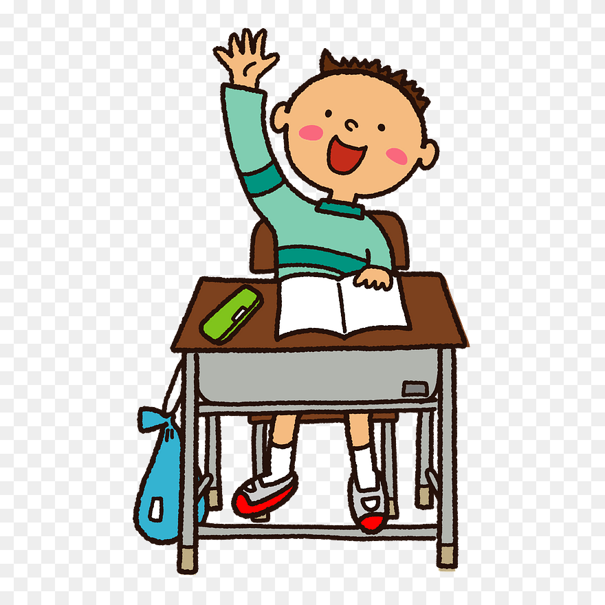 Schoolboy Study Clipart - Cartoon Student Raising Hand - Png Download