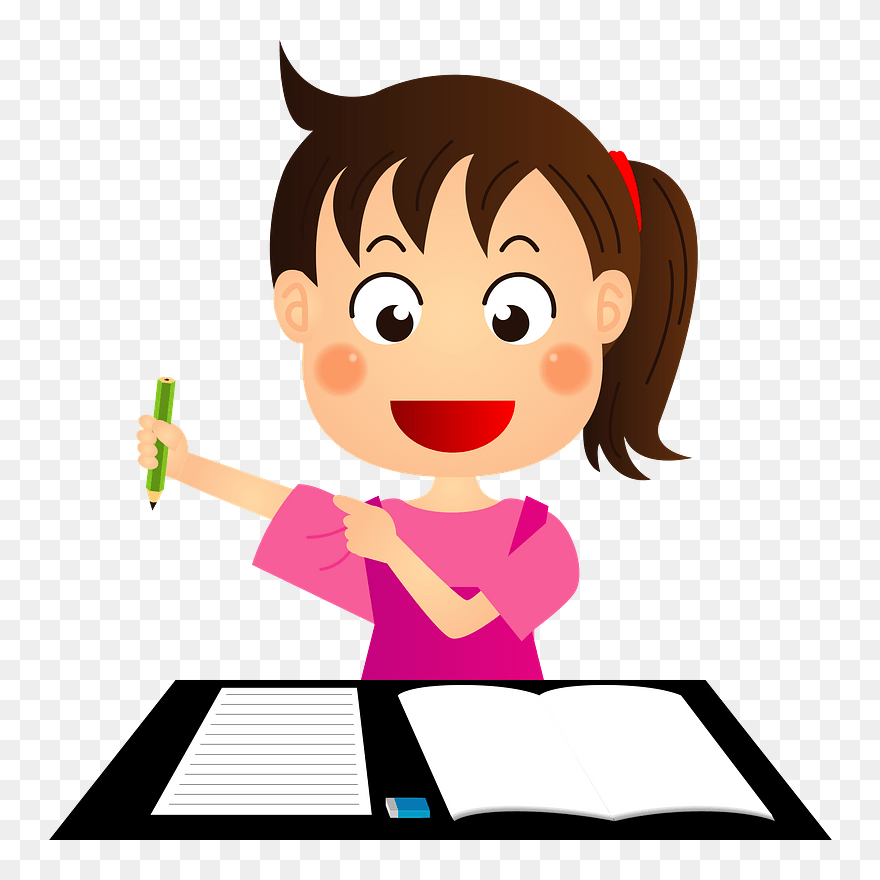 Little Girl Study Clipart - Illustration - Png Download
