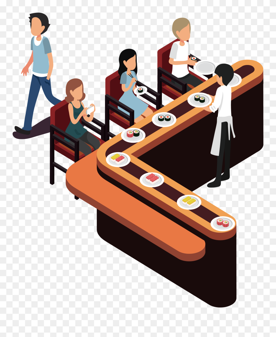 Japan Clipart Sushi - Sushi Conveyor Belt Vector - Png Download