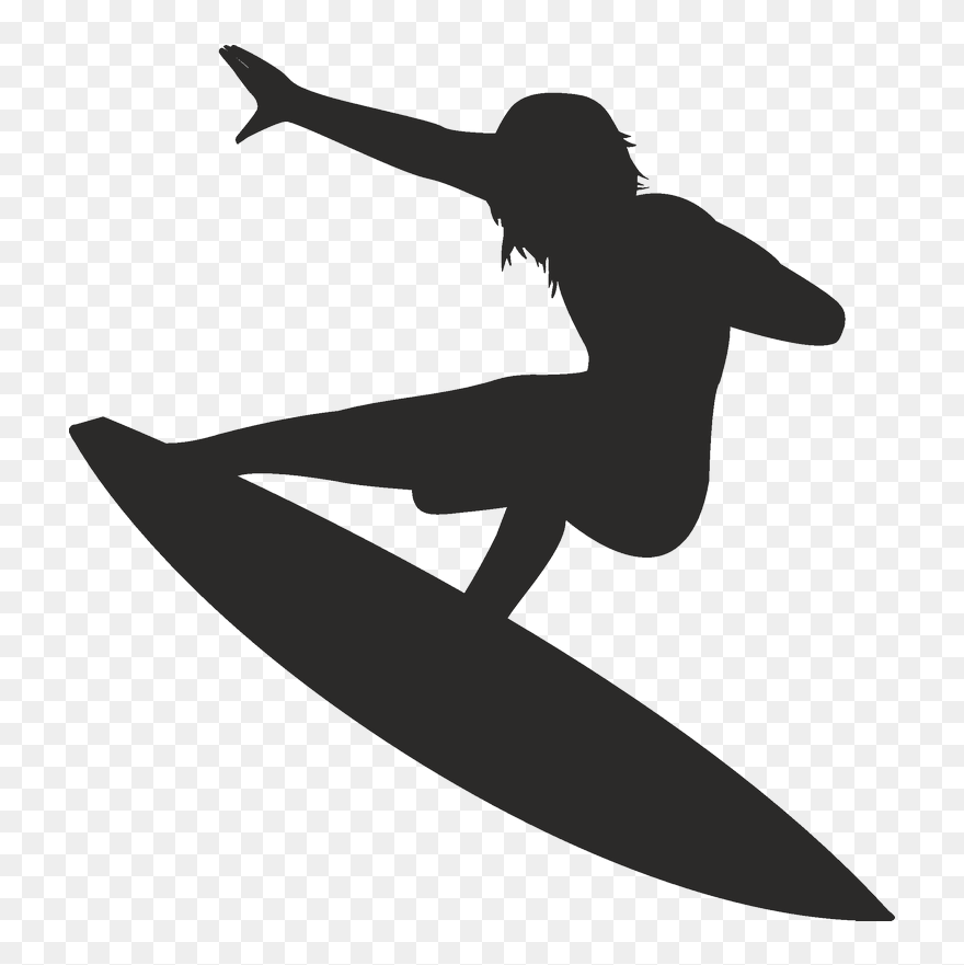 Silhouette Surfing Surfboard - Surfboard Silhouette Clipart