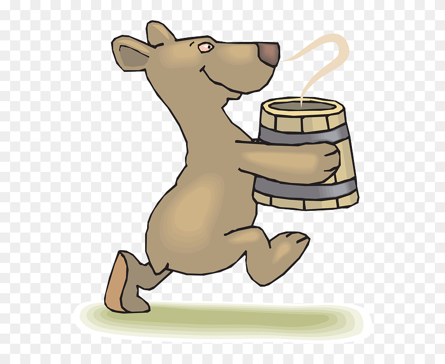 Bowl, Soup, Cartoon, Smoke, Barrel, Bear, Steam - Cartoon Clipart