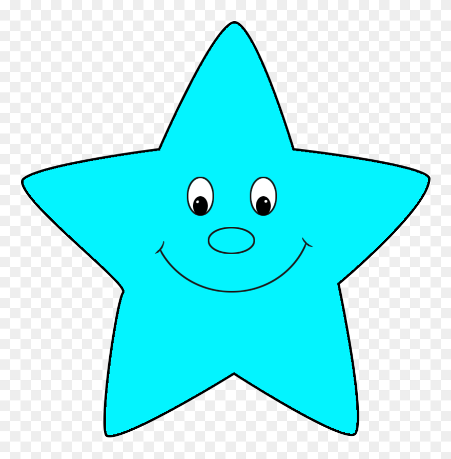 Light Blue Star Cartoon Style - Blue Stars Clipart - Png Download