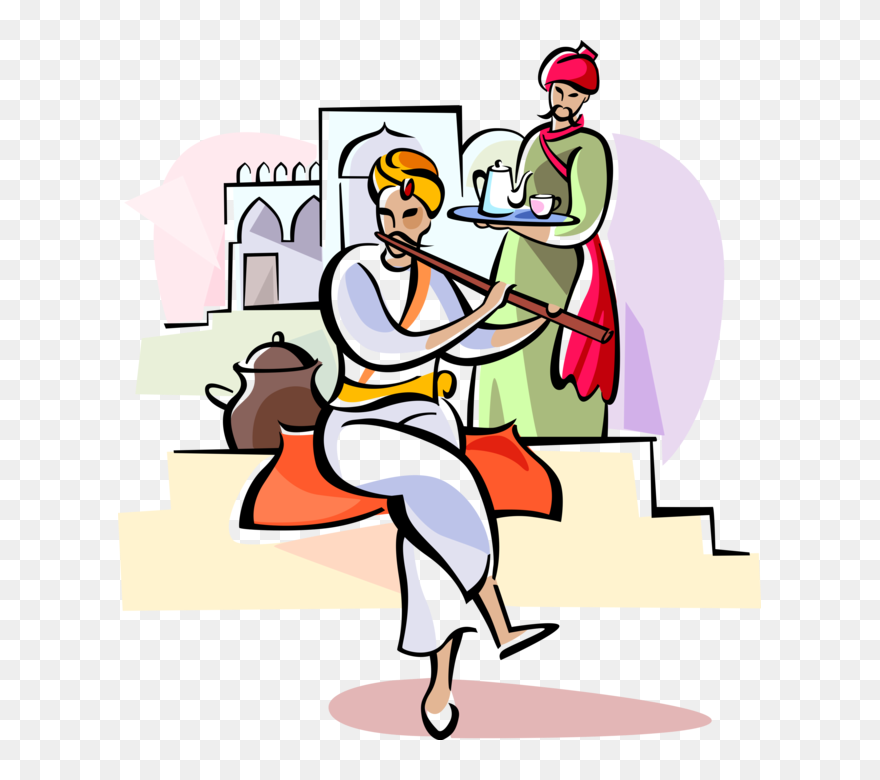 Indian Man Playing Flute - Man Playing Flute Clip Art - Png Download