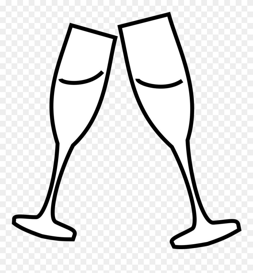 Champagne Glass Black Clip Art At Clker - Champagne Glass Drawing Easy - Png Download