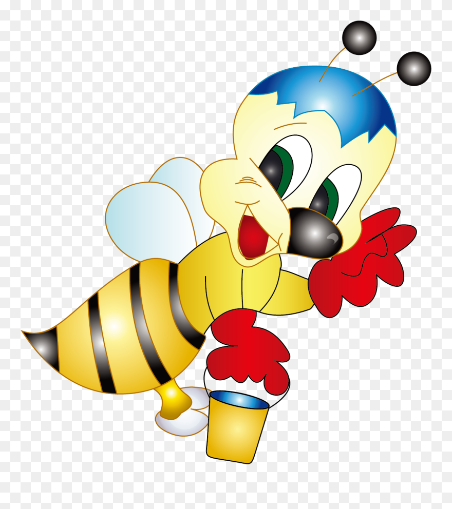 Honey Cartoon Bee Png Free Photo Clipart - Cartoon Bees Transparent Png