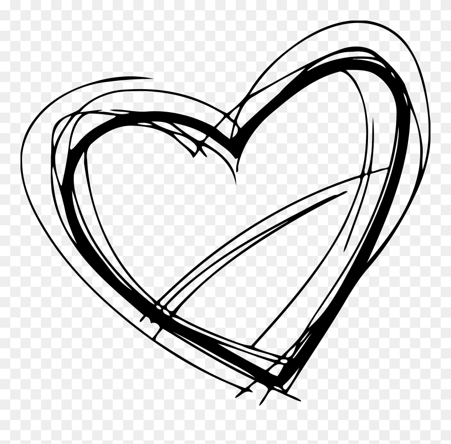 Onlinelabels Clip Art - Black And White Heart Sketch - Png Download