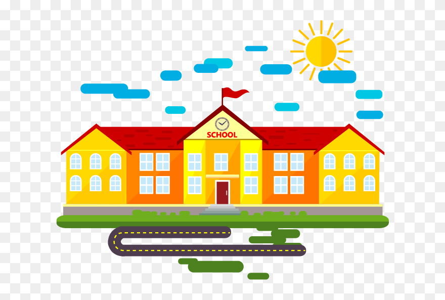 Building School Material Cartoon Schoolyard Drawing - School Clipart Png Transparent Png