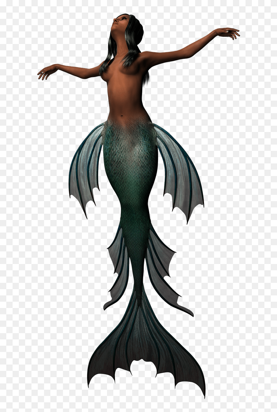 Mermaid Dark Green Tail Clip Arts - Transparent Mermaid Siren Silhou - Png Download